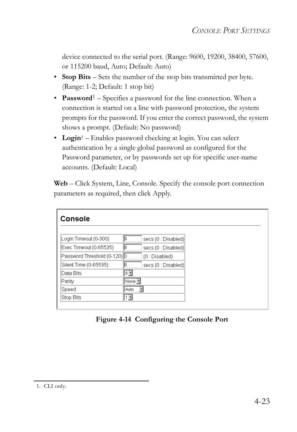 Figure 4-14 configuring the console port -23 | SMC Networks SMC TigerAccess SMC7824M/FSW User Manual | Page 97 / 748