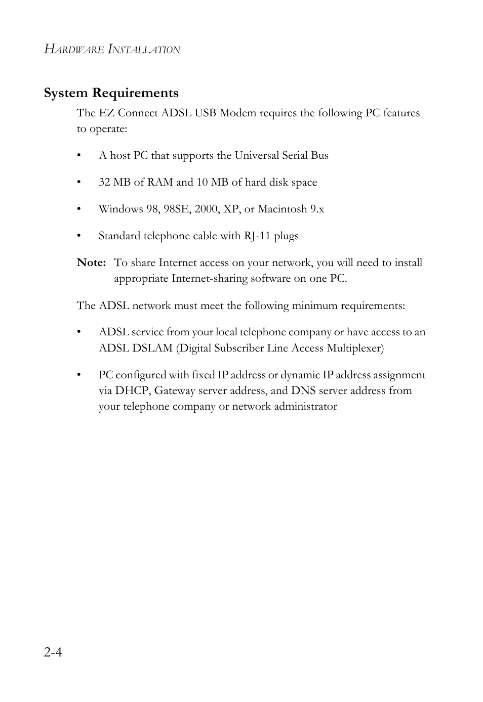 System requirements, System requirements -4, 4 system requirements | SMC Networks SMC7003USB User Manual | Page 22 / 70