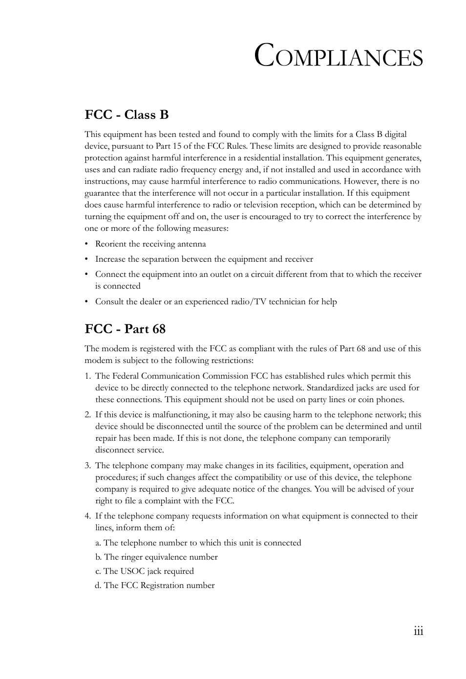 Ompliances | SMC Networks SMC7003USB User Manual | Page 7 / 70