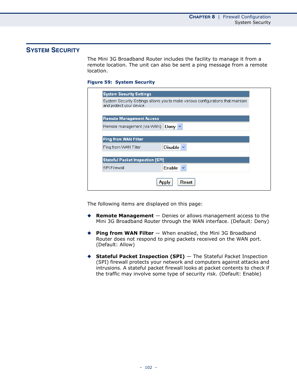 System security, Figure 59: system security | SMC Networks BARRICADETM N SMCWBR11S-3GN User Manual | Page 102 / 138