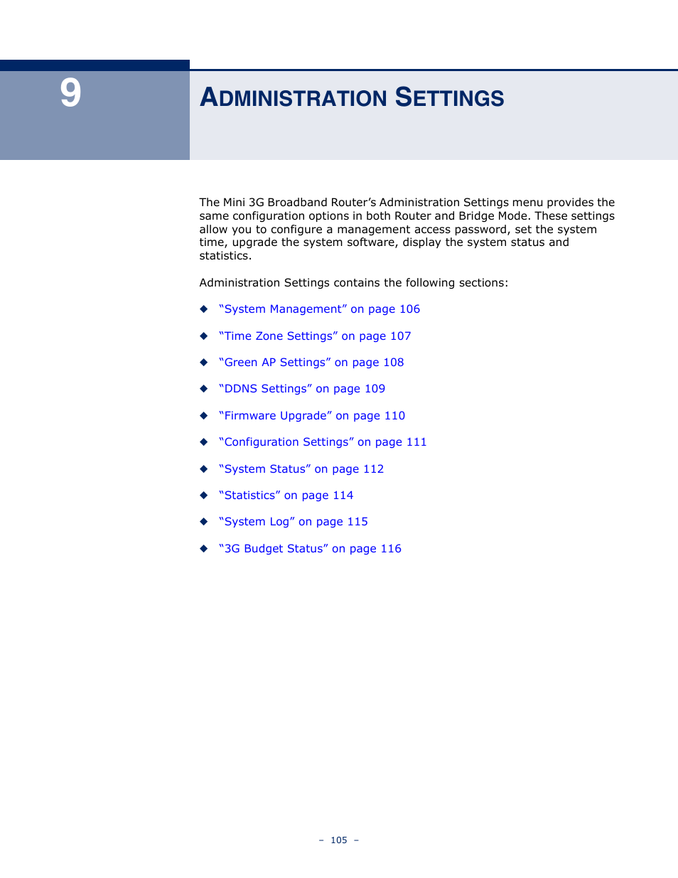 Administration settings, Dministration, Ettings | Administration settings” on | SMC Networks BARRICADETM N SMCWBR11S-3GN User Manual | Page 105 / 138