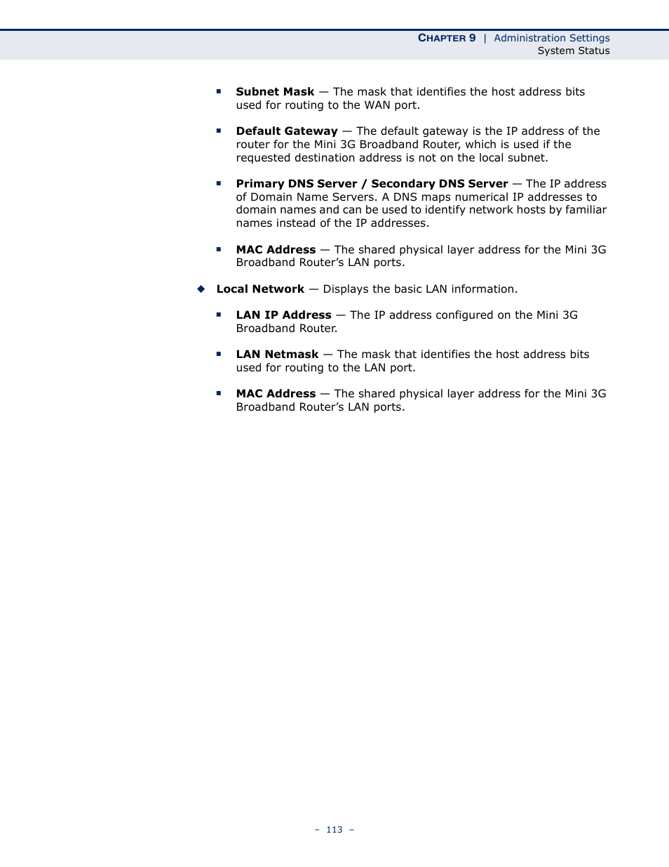 SMC Networks BARRICADETM N SMCWBR11S-3GN User Manual | Page 113 / 138