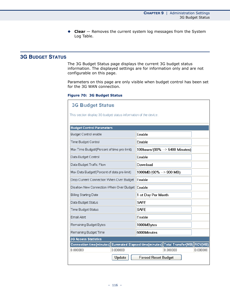 3g budget status, Figure 70: 3g budget status, 3g b | SMC Networks BARRICADETM N SMCWBR11S-3GN User Manual | Page 116 / 138
