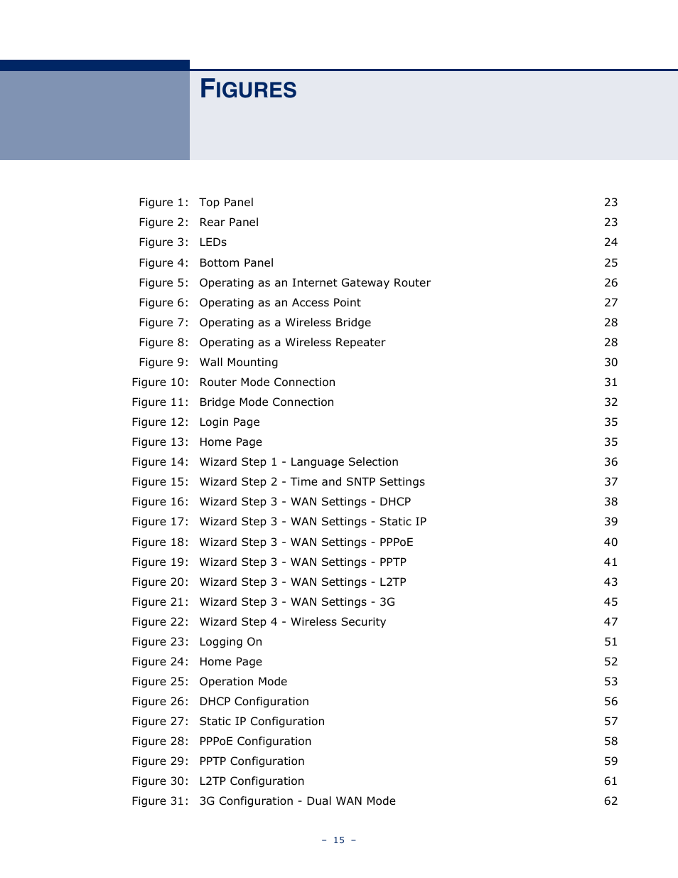 Figures, Igures | SMC Networks BARRICADETM N SMCWBR11S-3GN User Manual | Page 15 / 138