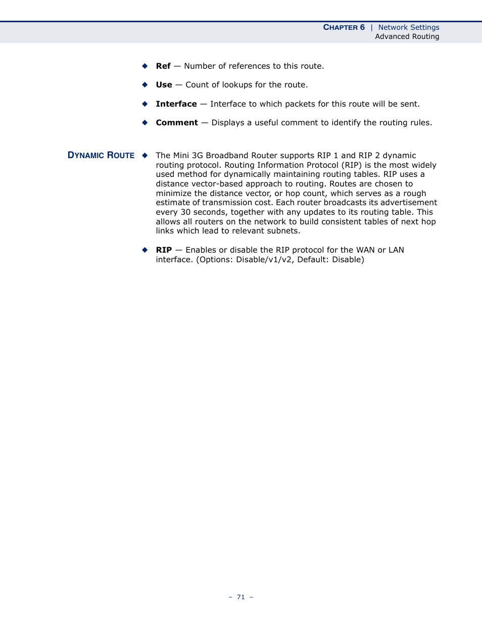 Dynamic route | SMC Networks BARRICADETM N SMCWBR11S-3GN User Manual | Page 71 / 138