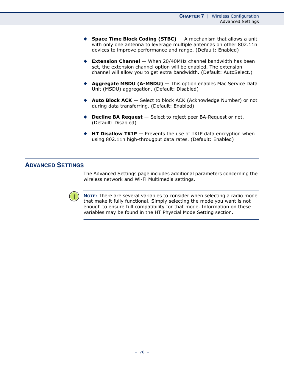 Advanced settings | SMC Networks BARRICADETM N SMCWBR11S-3GN User Manual | Page 76 / 138