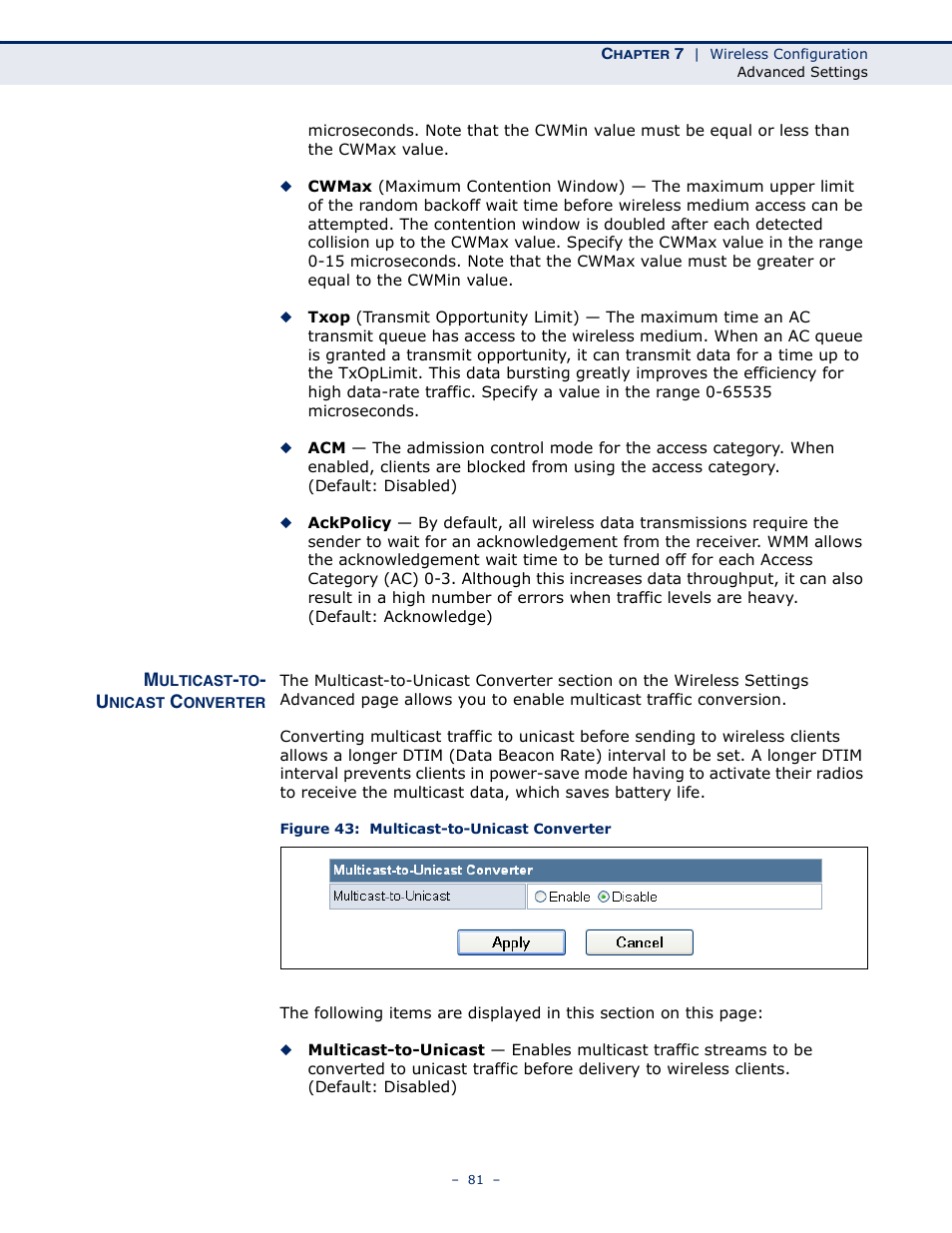 Multicast-to- unicast converter, Multicast-to-unicast converter, Figure 43: multicast-to-unicast converter | SMC Networks BARRICADETM N SMCWBR11S-3GN User Manual | Page 81 / 138