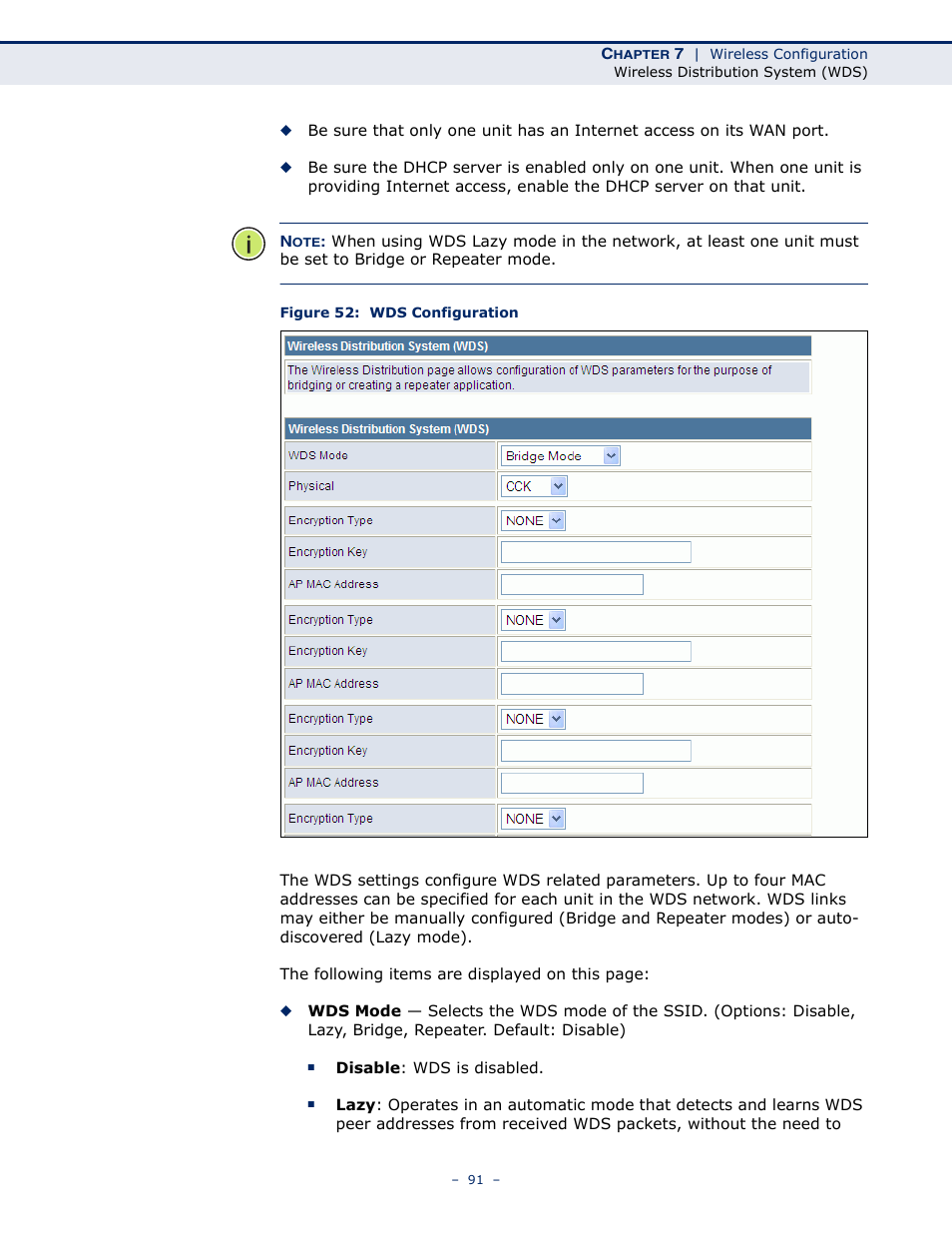 Figure 52: wds configuration | SMC Networks BARRICADETM N SMCWBR11S-3GN User Manual | Page 91 / 138