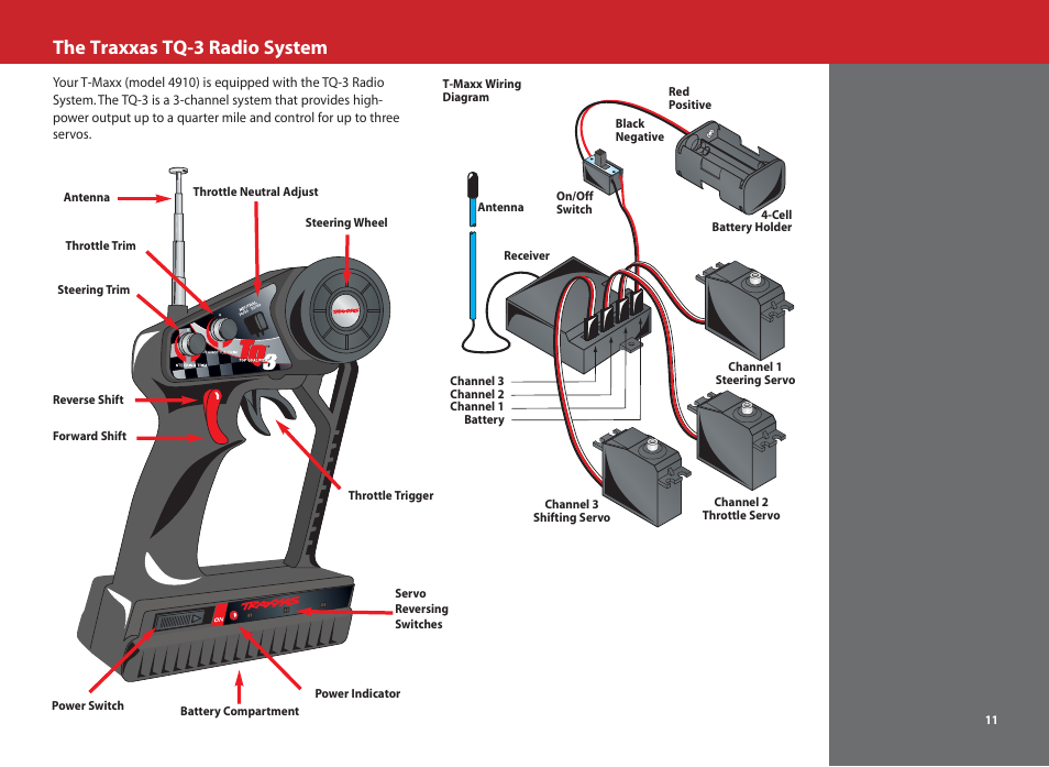 The traxxas tq-3 radio system | SMC Networks T-Maxx 4910 User Manual | Page 11 / 48