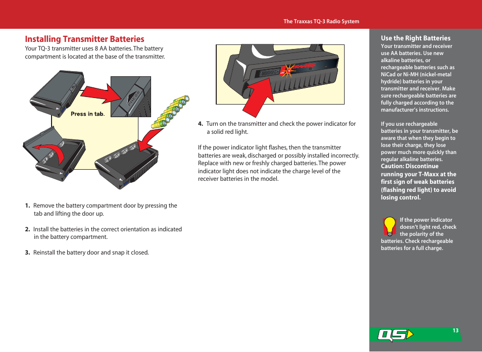 Installing transmitter batteries | SMC Networks T-Maxx 4910 User Manual | Page 13 / 48