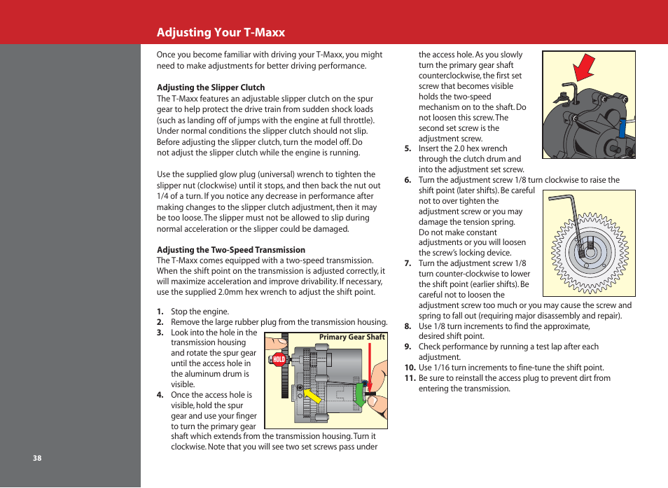 Adjusting your t-maxx | SMC Networks T-Maxx 4910 User Manual | Page 38 / 48