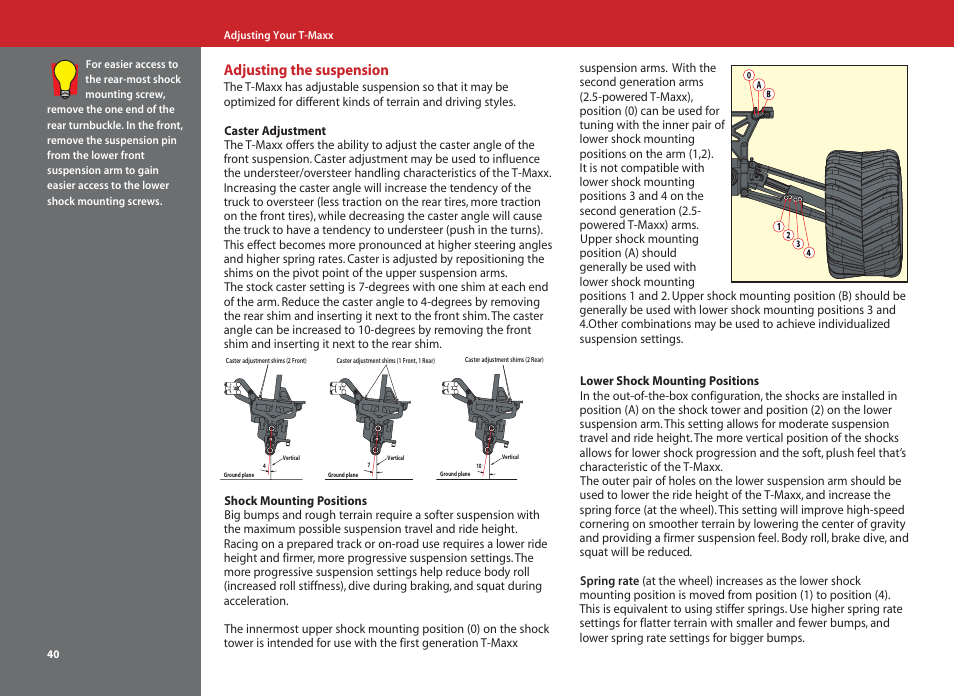 Adjusting the suspension | SMC Networks T-Maxx 4910 User Manual | Page 40 / 48