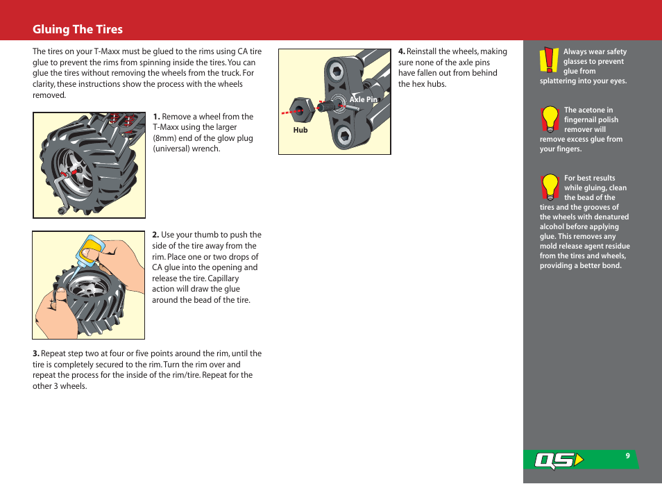 Gluing the tires | SMC Networks T-Maxx 4910 User Manual | Page 9 / 48