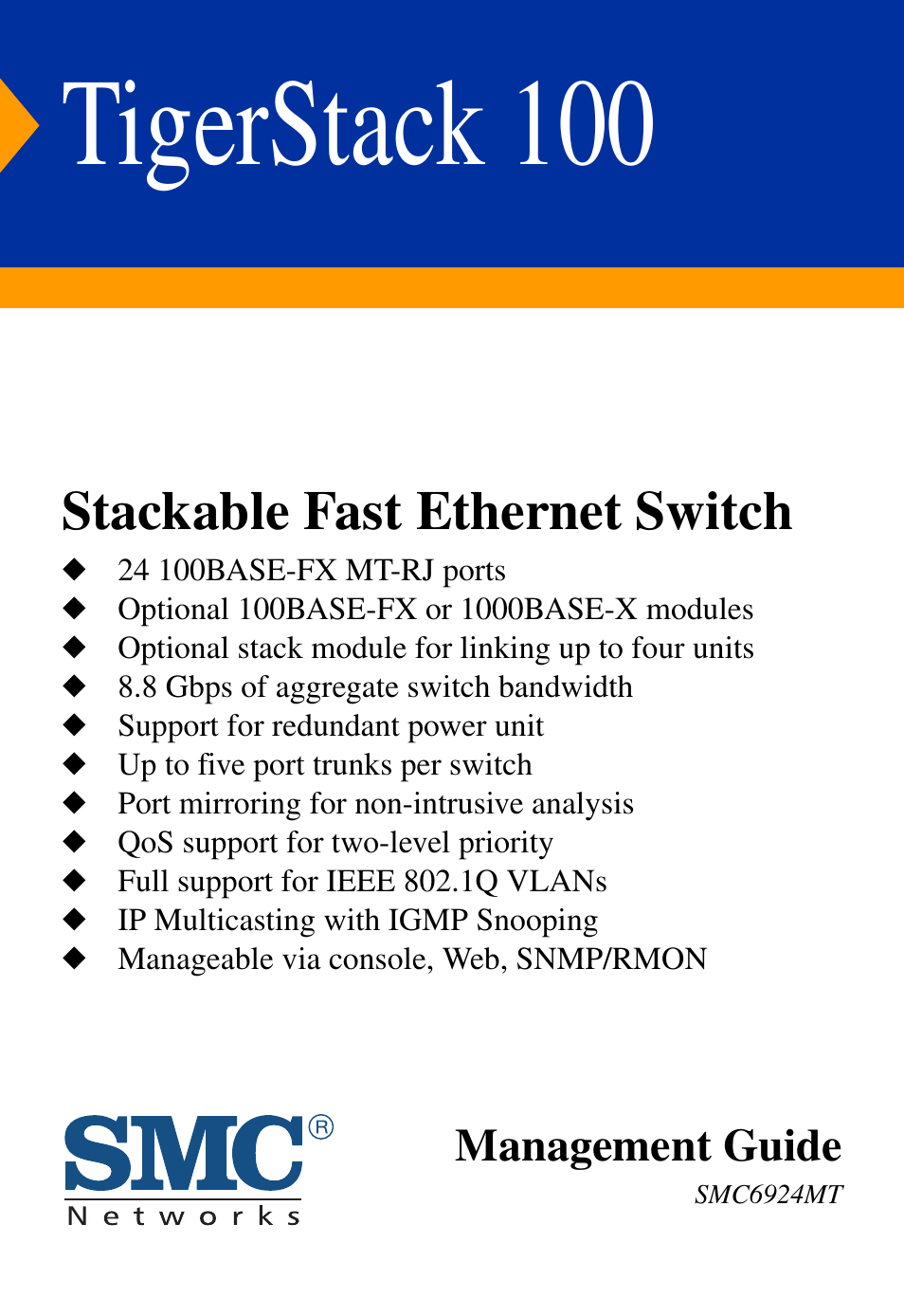 SMC Networks TigerStack 100 1000BASE-X User Manual | 178 pages