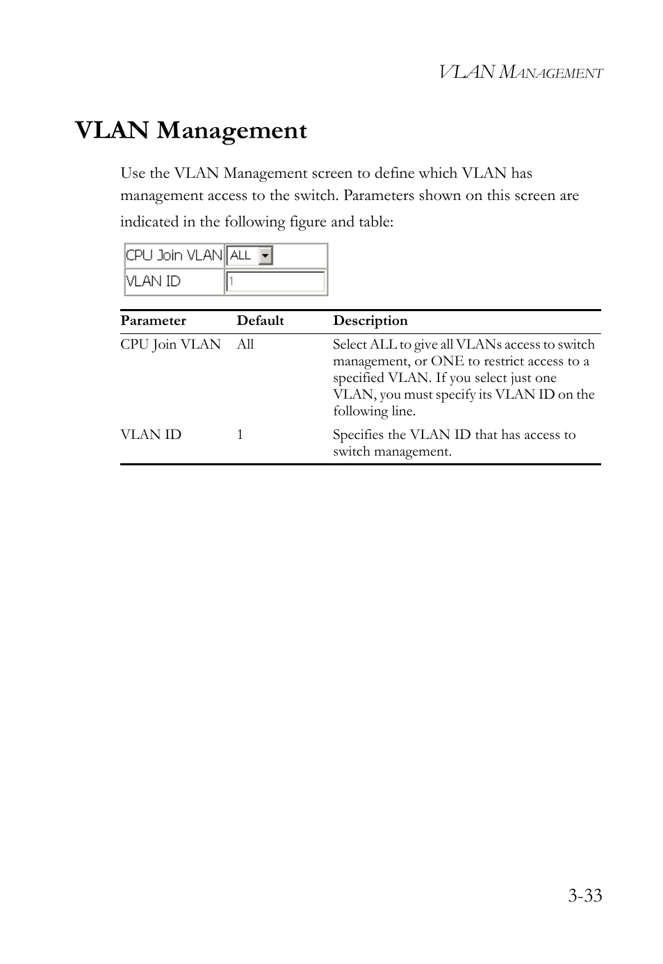 Vlan management, Vlan management -33, Vlan m | SMC Networks TigerStack 100 1000BASE-X User Manual | Page 127 / 178