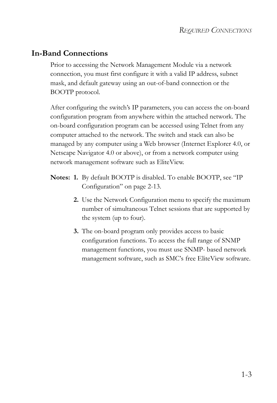 In-band connections, In-band connections -5, 3 in-band connections | SMC Networks TigerStack 100 1000BASE-X User Manual | Page 15 / 178