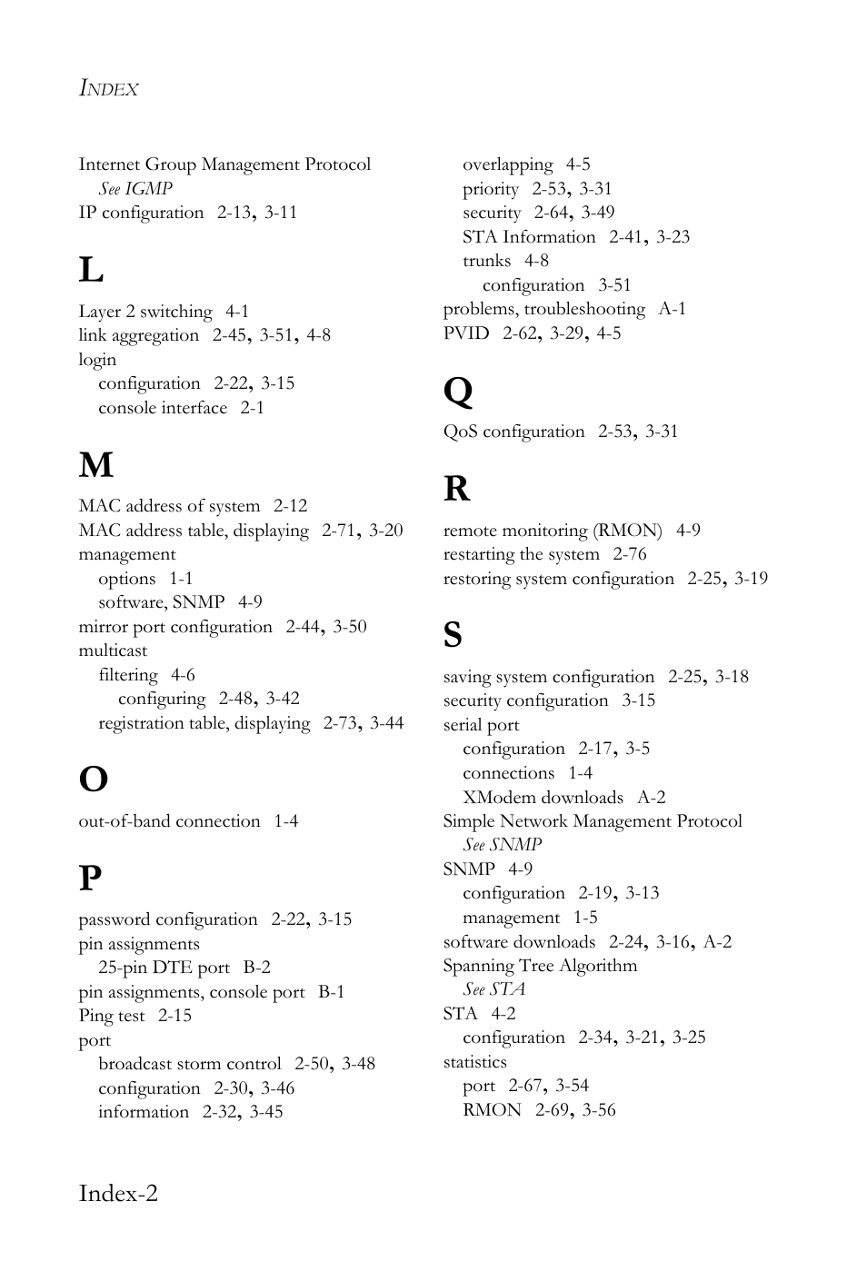 Index-2 | SMC Networks TigerStack 100 1000BASE-X User Manual | Page 174 / 178