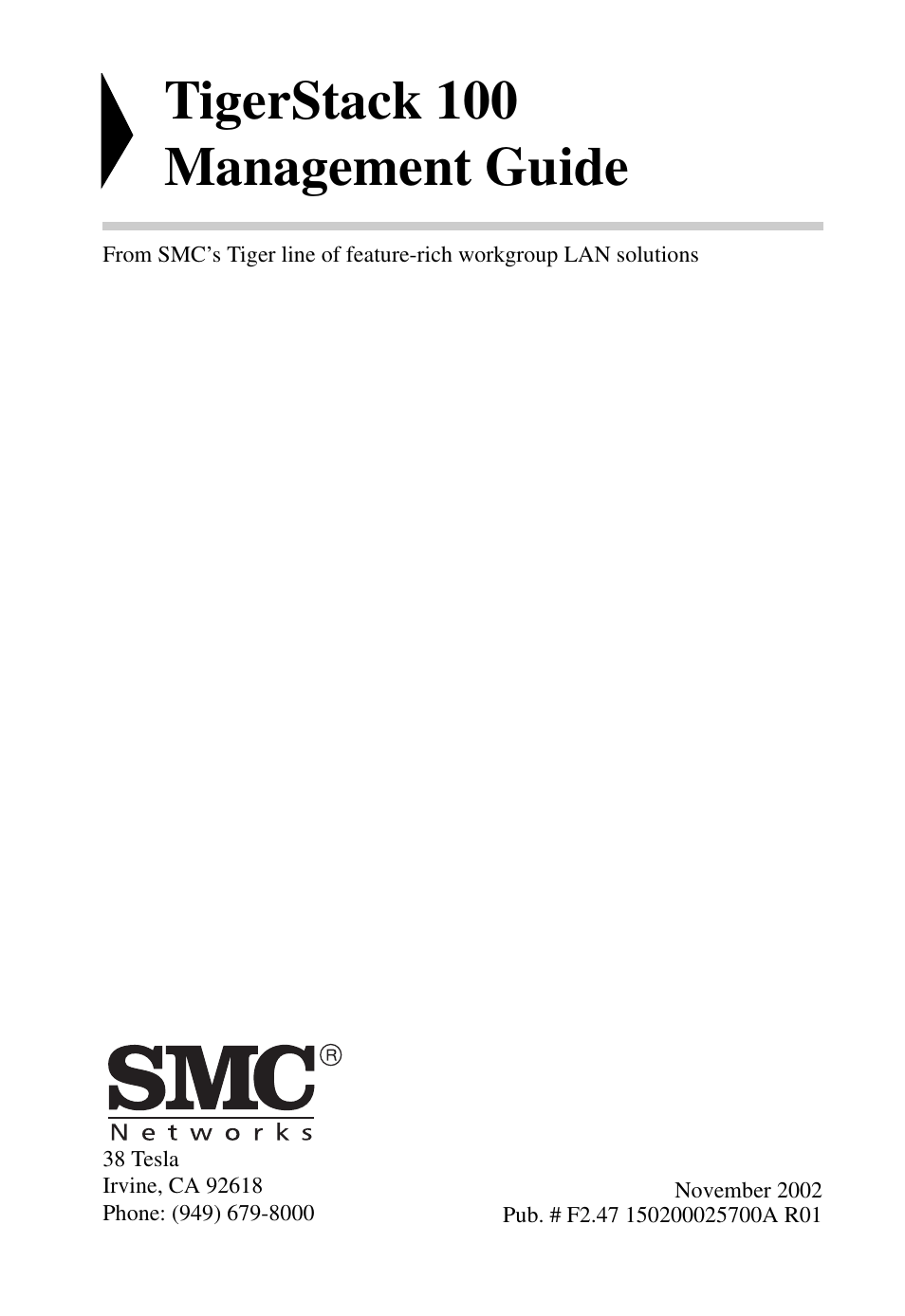 Tigerstack 100 management guide | SMC Networks TigerStack 100 1000BASE-X User Manual | Page 3 / 178