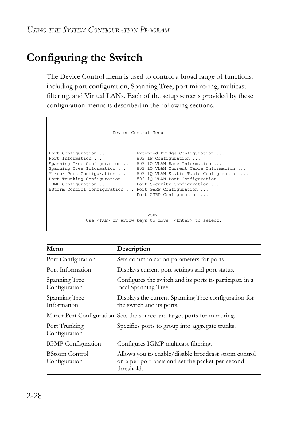 Configuring the switch, Configuring the switch -28 | SMC Networks TigerStack 100 1000BASE-X User Manual | Page 46 / 178
