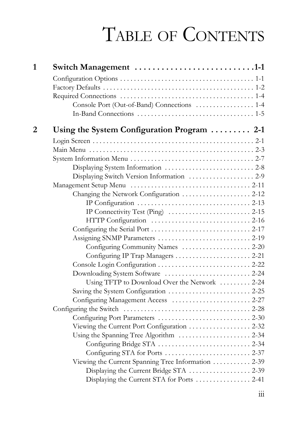 Able, Ontents | SMC Networks TigerStack 100 1000BASE-X User Manual | Page 7 / 178
