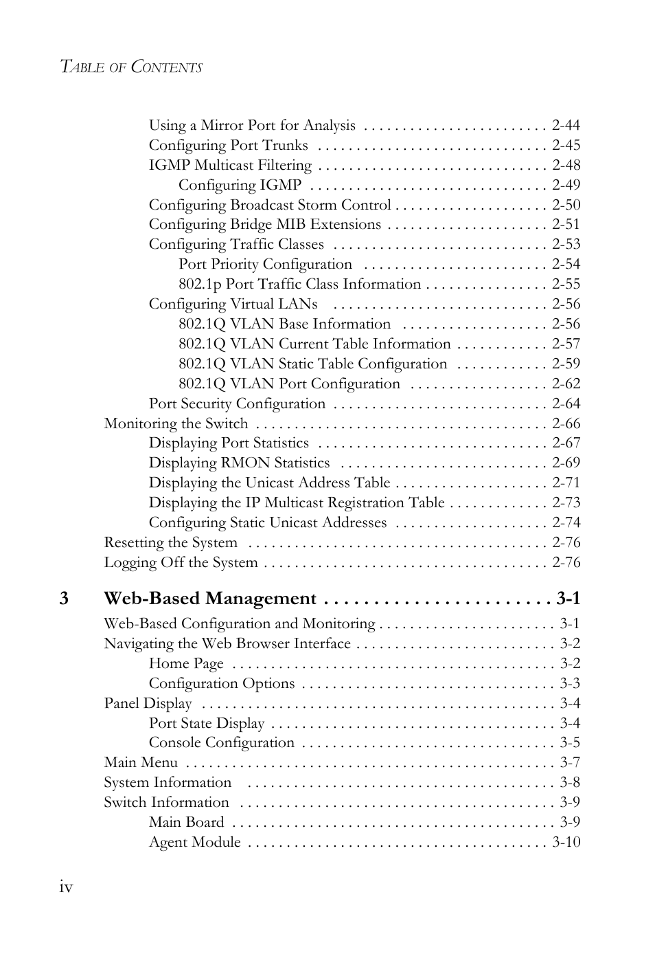 3web-based management -1 | SMC Networks TigerStack 100 1000BASE-X User Manual | Page 8 / 178