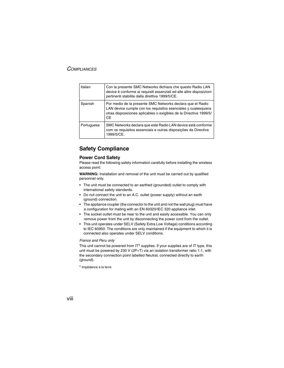 Viii safety compliance | SMC Networks ElliteConnect 2.4GHz/5GHz User Manual | Page 10 / 322