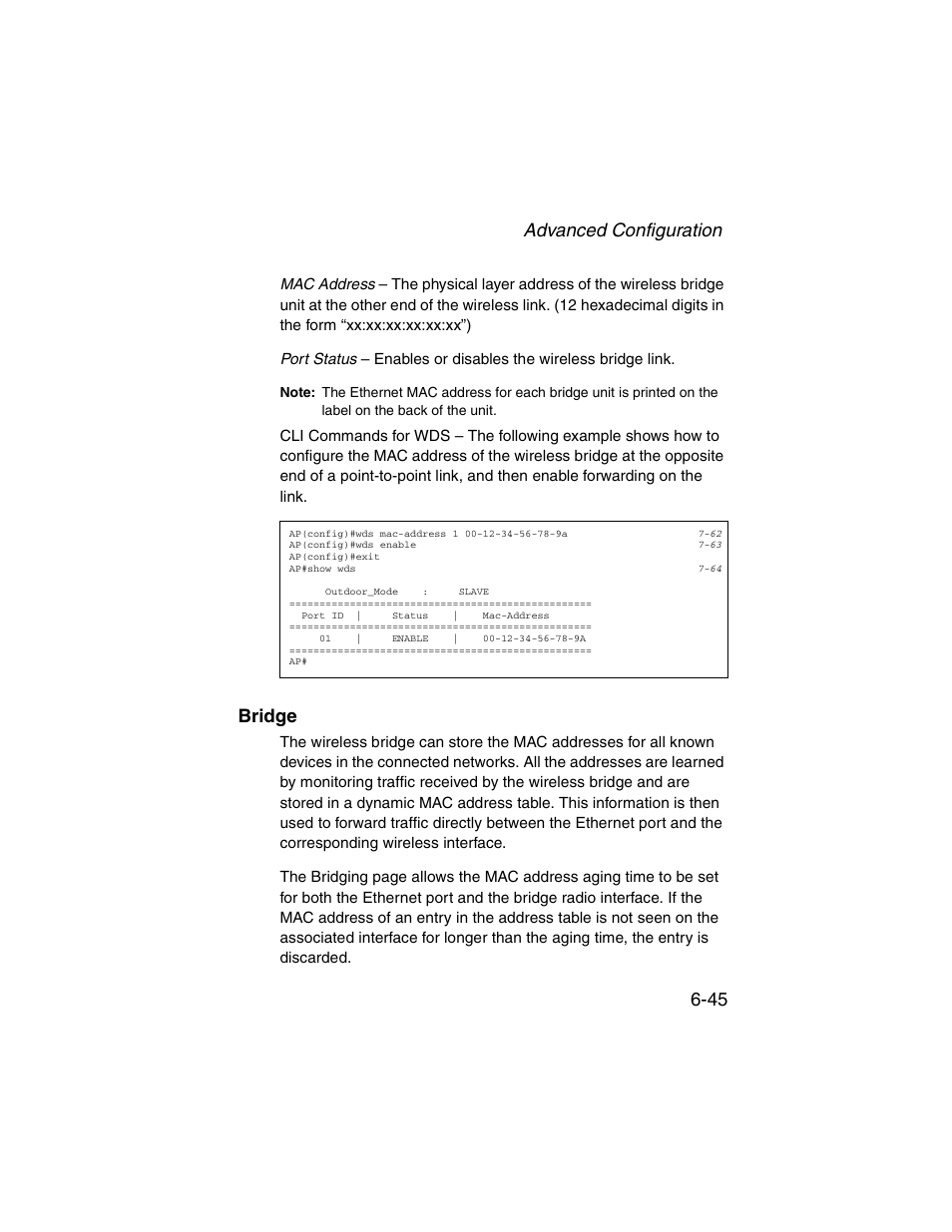 Bridge, Bridge -45, Advanced configuration 6-45 | SMC Networks ElliteConnect 2.4GHz/5GHz User Manual | Page 121 / 322