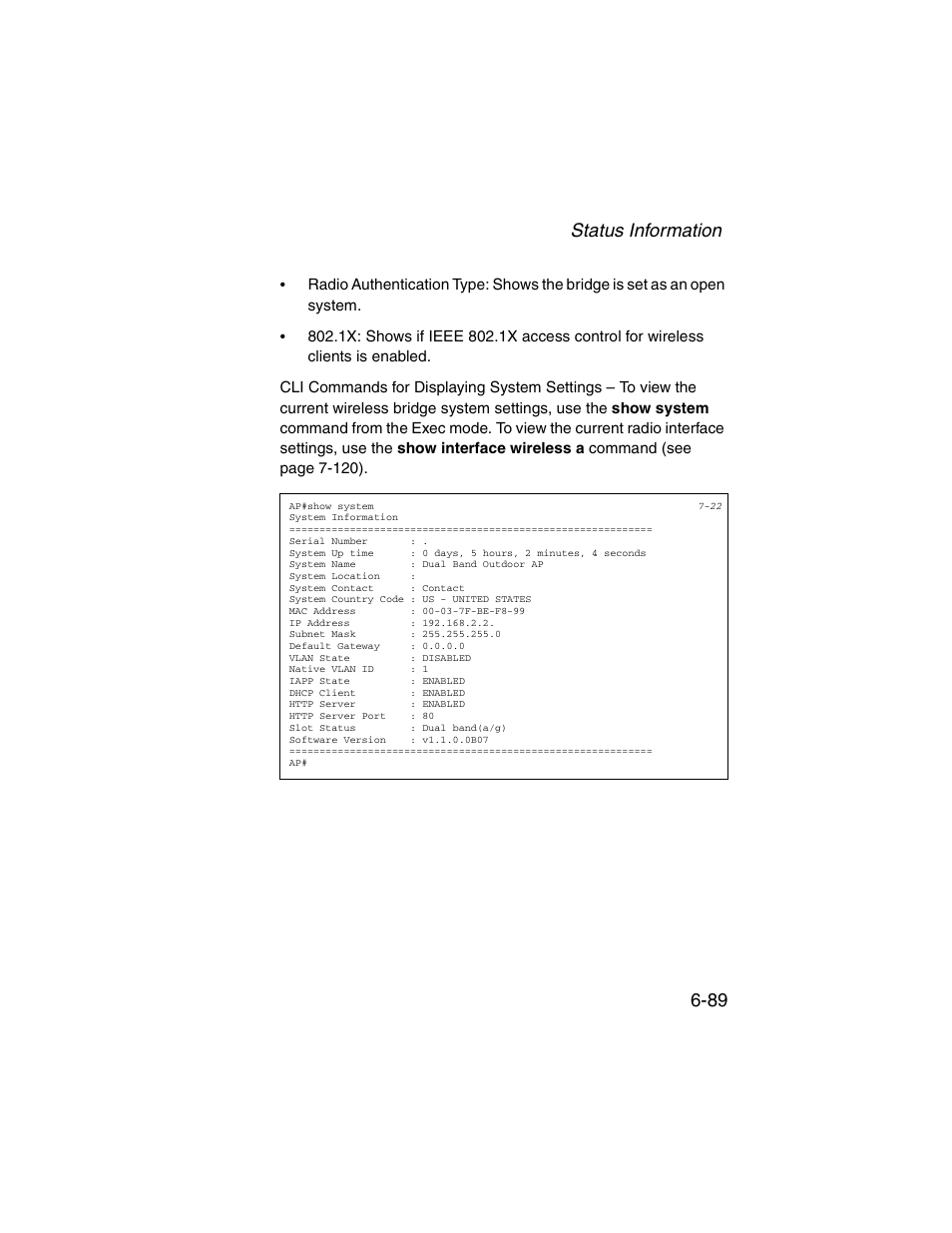 Status information 6-89 | SMC Networks ElliteConnect 2.4GHz/5GHz User Manual | Page 165 / 322