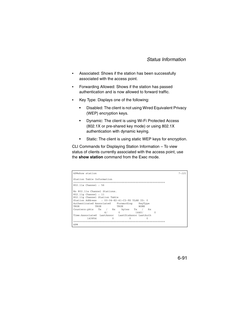 Status information 6-91 | SMC Networks ElliteConnect 2.4GHz/5GHz User Manual | Page 167 / 322