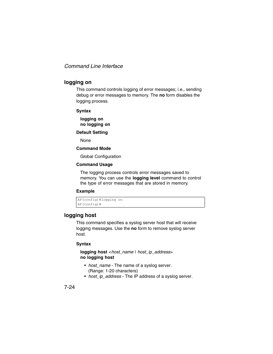 Logging on, Logging host, Logging on -24 logging host -24 | SMC Networks ElliteConnect 2.4GHz/5GHz User Manual | Page 194 / 322