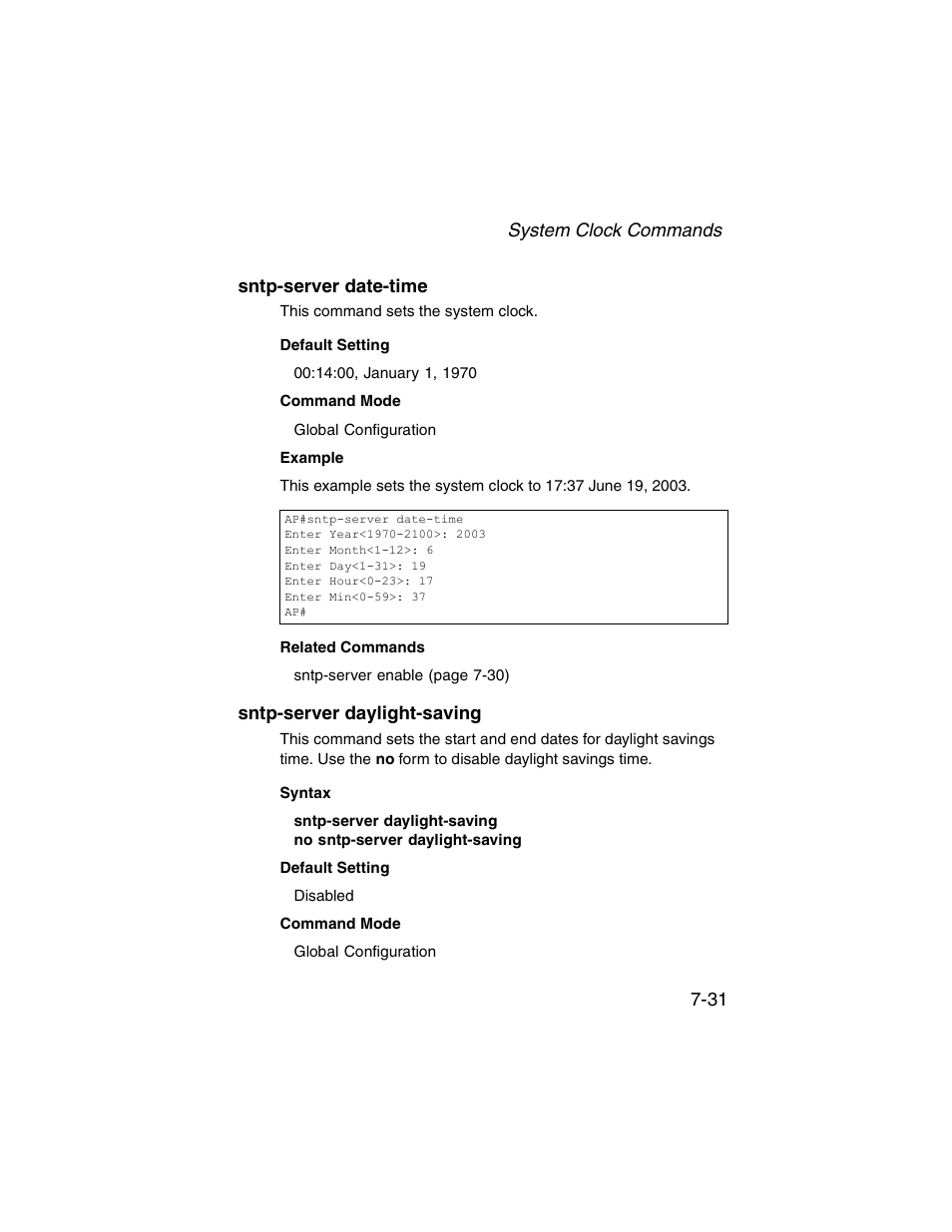 Sntp-server date-time, Sntp-server daylight-saving | SMC Networks ElliteConnect 2.4GHz/5GHz User Manual | Page 201 / 322