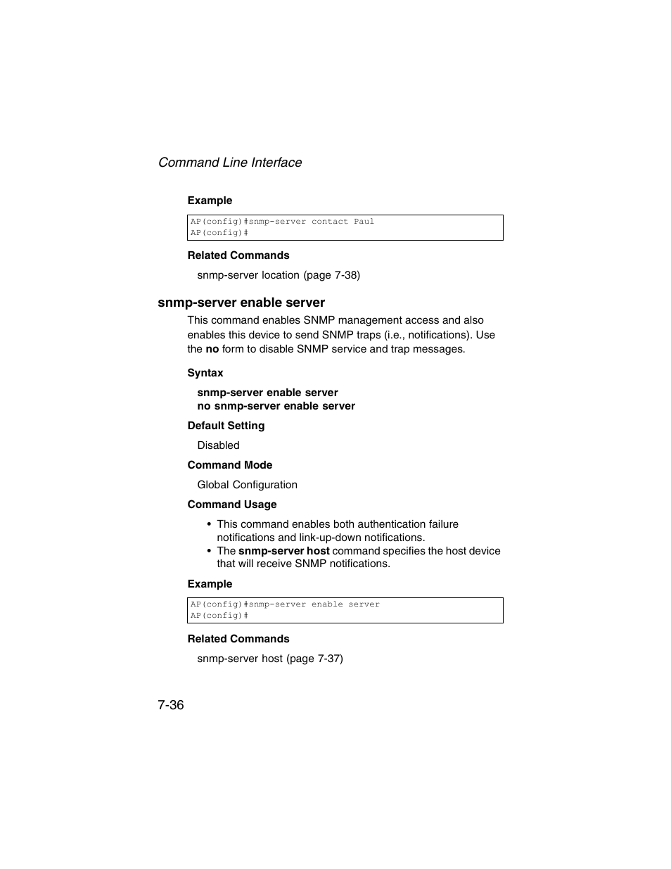 Snmp-server enable server, Snmp-server enable server -36 | SMC Networks ElliteConnect 2.4GHz/5GHz User Manual | Page 206 / 322