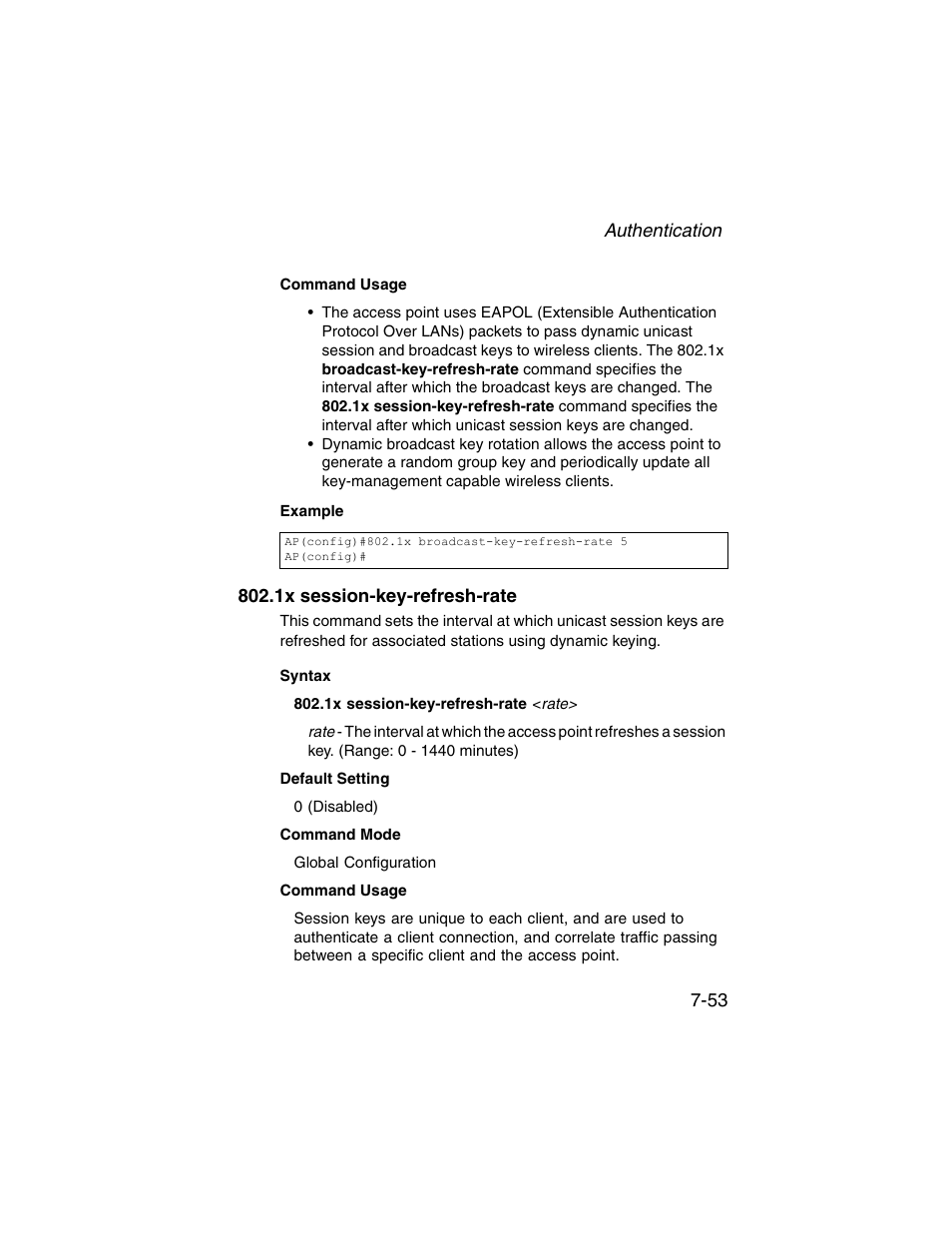 1x session-key-refresh-rate, 1x session-key-refresh-rate -53 | SMC Networks ElliteConnect 2.4GHz/5GHz User Manual | Page 223 / 322