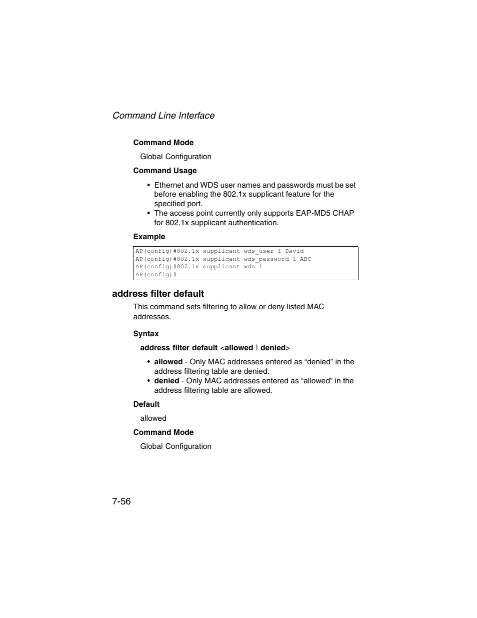 Address filter default, Address filter default -56 | SMC Networks ElliteConnect 2.4GHz/5GHz User Manual | Page 226 / 322