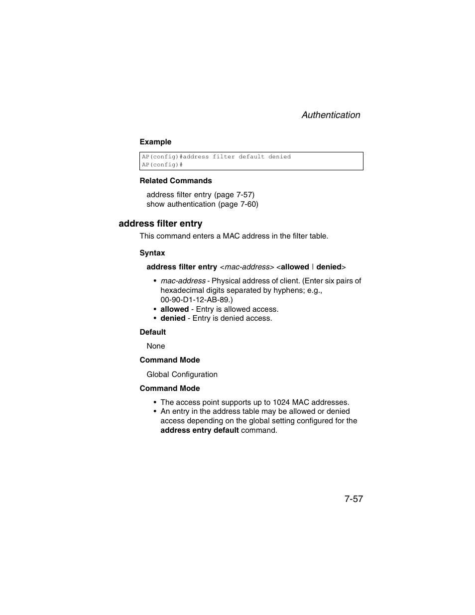 Address filter entry, Address filter entry -57 | SMC Networks ElliteConnect 2.4GHz/5GHz User Manual | Page 227 / 322