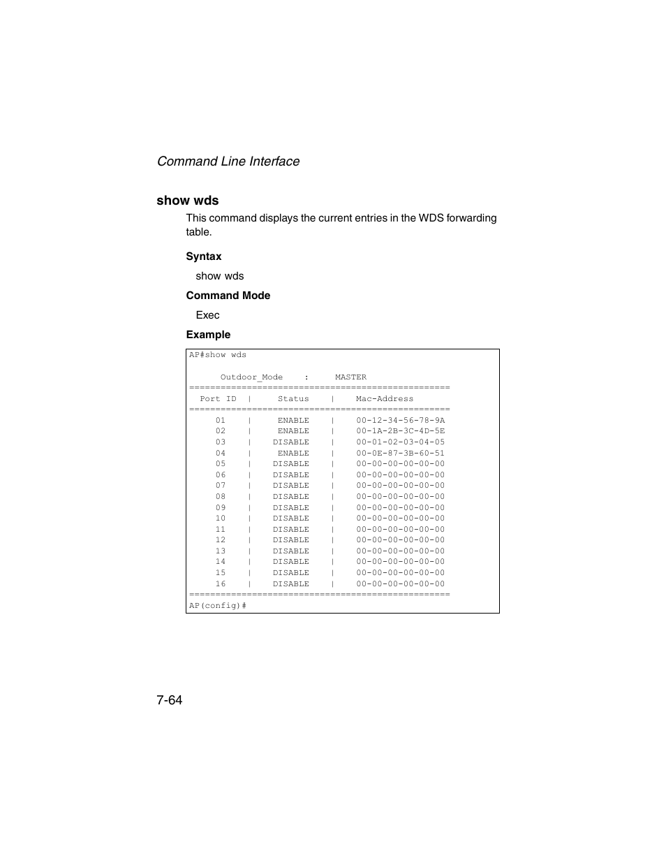 Show wds, Show wds -64 | SMC Networks ElliteConnect 2.4GHz/5GHz User Manual | Page 234 / 322