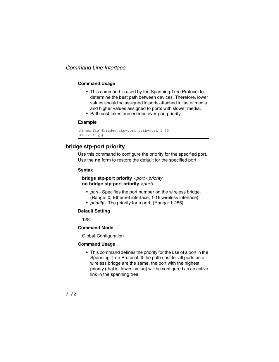 Bridge stp-port priority, Bridge stp-port priority -72 | SMC Networks ElliteConnect 2.4GHz/5GHz User Manual | Page 242 / 322