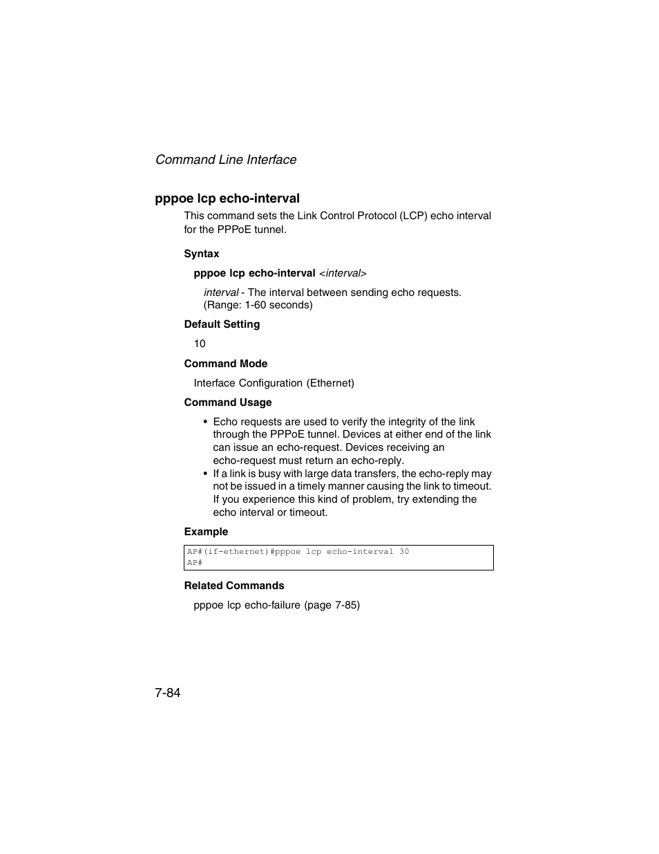 Pppoe lcp echo-interval, Pppoe lcp echo-interval -84 | SMC Networks ElliteConnect 2.4GHz/5GHz User Manual | Page 254 / 322