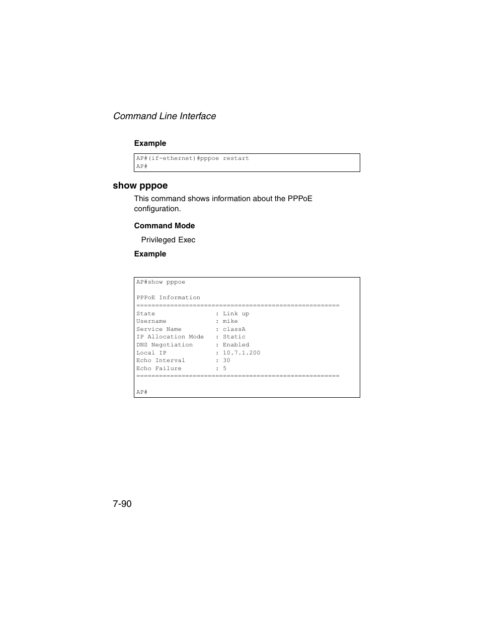 Show pppoe, Show pppoe -90 | SMC Networks ElliteConnect 2.4GHz/5GHz User Manual | Page 260 / 322