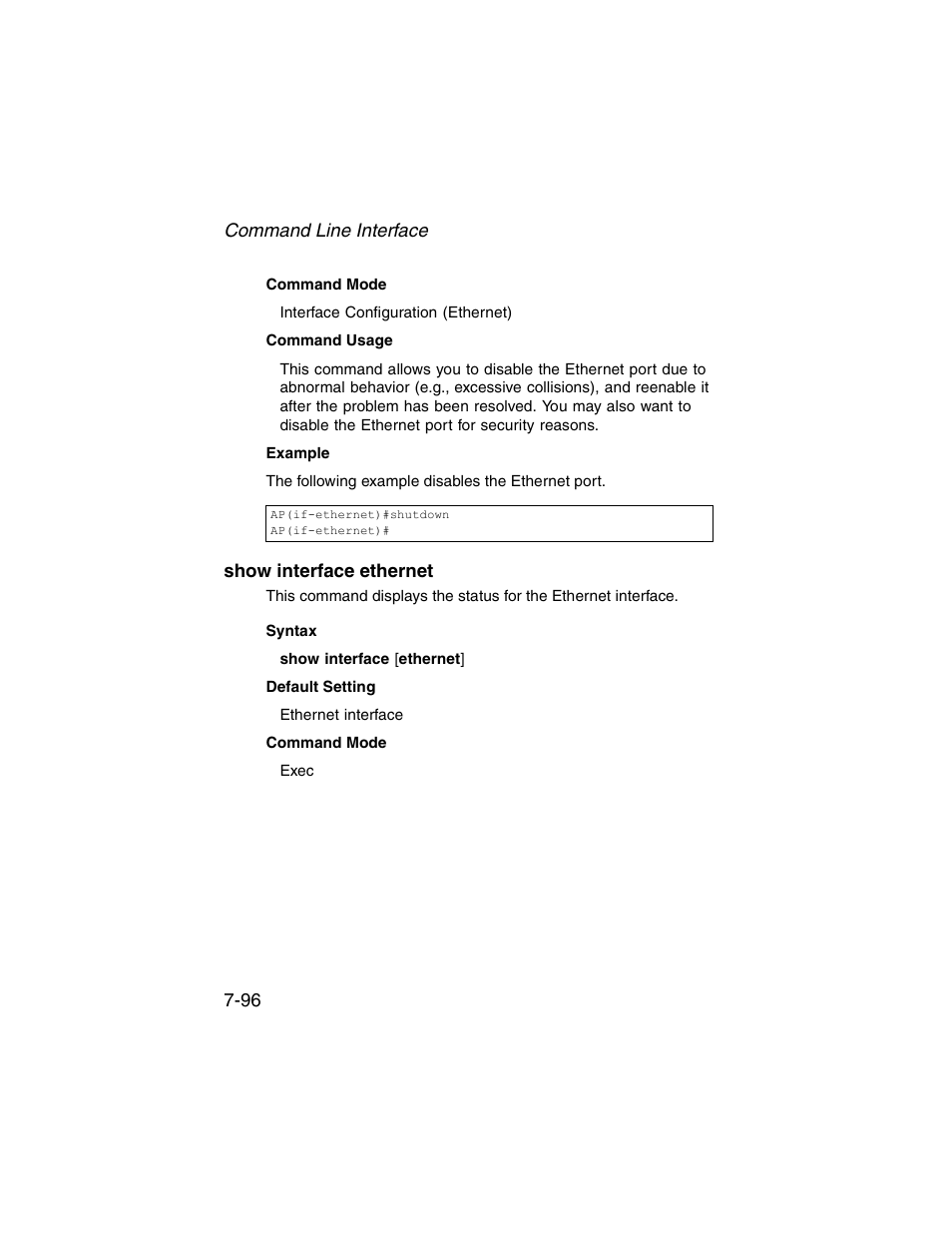 Show interface ethernet, Show interface ethernet -96 | SMC Networks ElliteConnect 2.4GHz/5GHz User Manual | Page 266 / 322