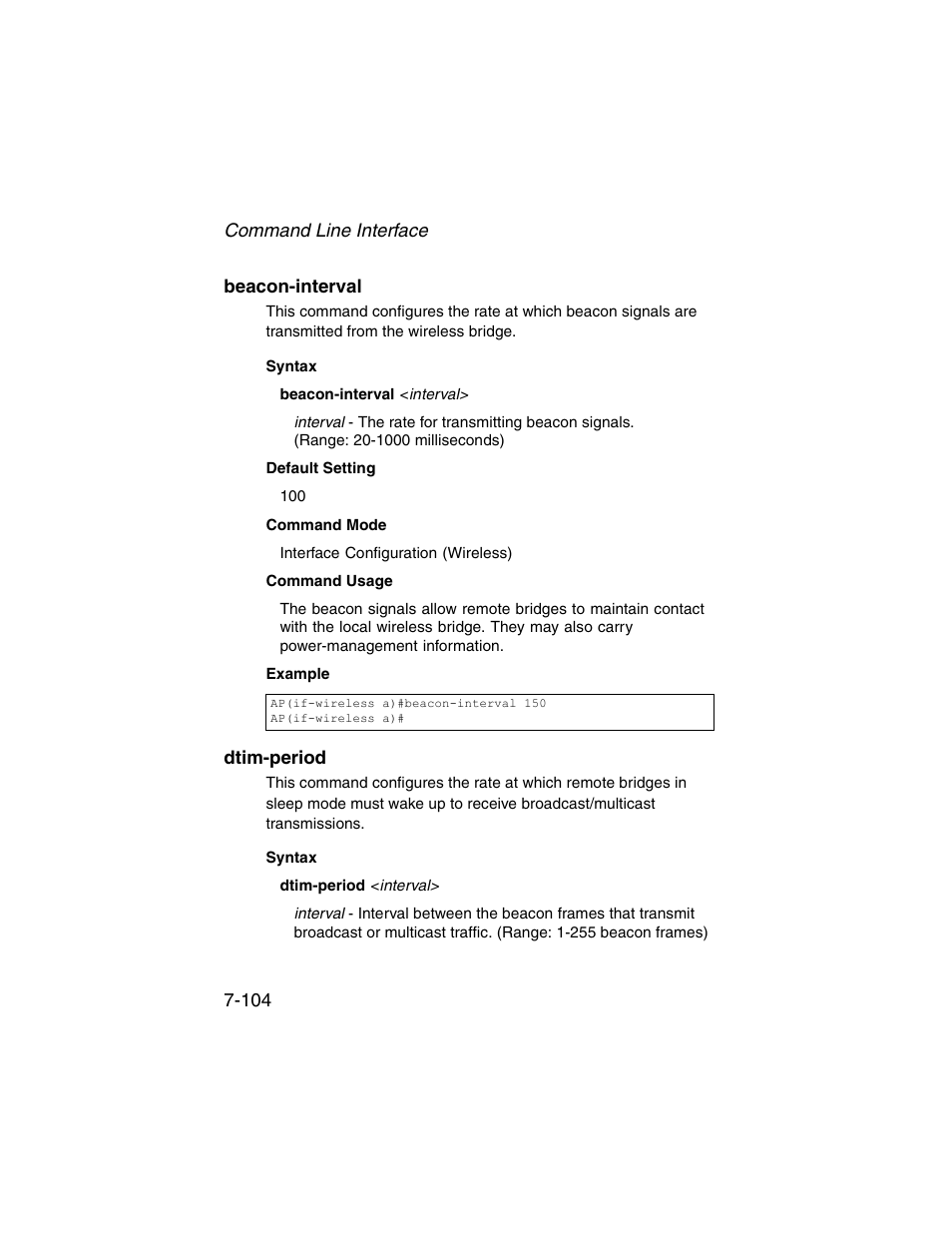 Beacon-interval, Dtim-period, Beacon-interval -104 dtim-period -104 | SMC Networks ElliteConnect 2.4GHz/5GHz User Manual | Page 274 / 322