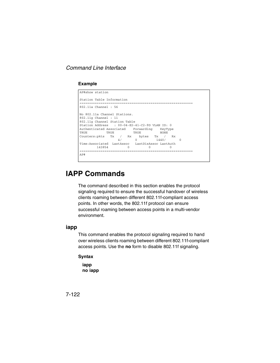 Iapp commands, Iapp, Iapp commands -122 | Iapp -122 | SMC Networks ElliteConnect 2.4GHz/5GHz User Manual | Page 292 / 322