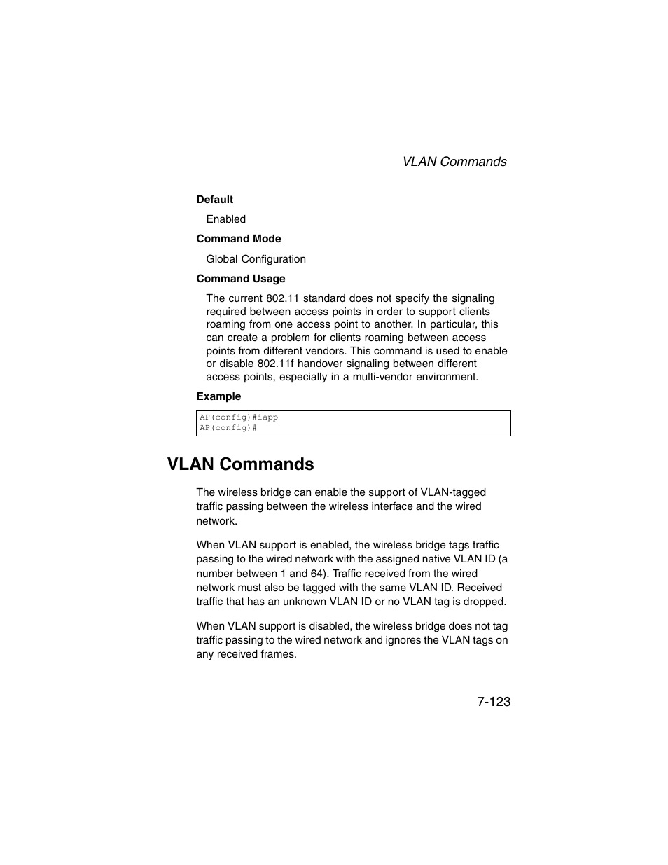 Vlan commands, Vlan commands -123 | SMC Networks ElliteConnect 2.4GHz/5GHz User Manual | Page 293 / 322