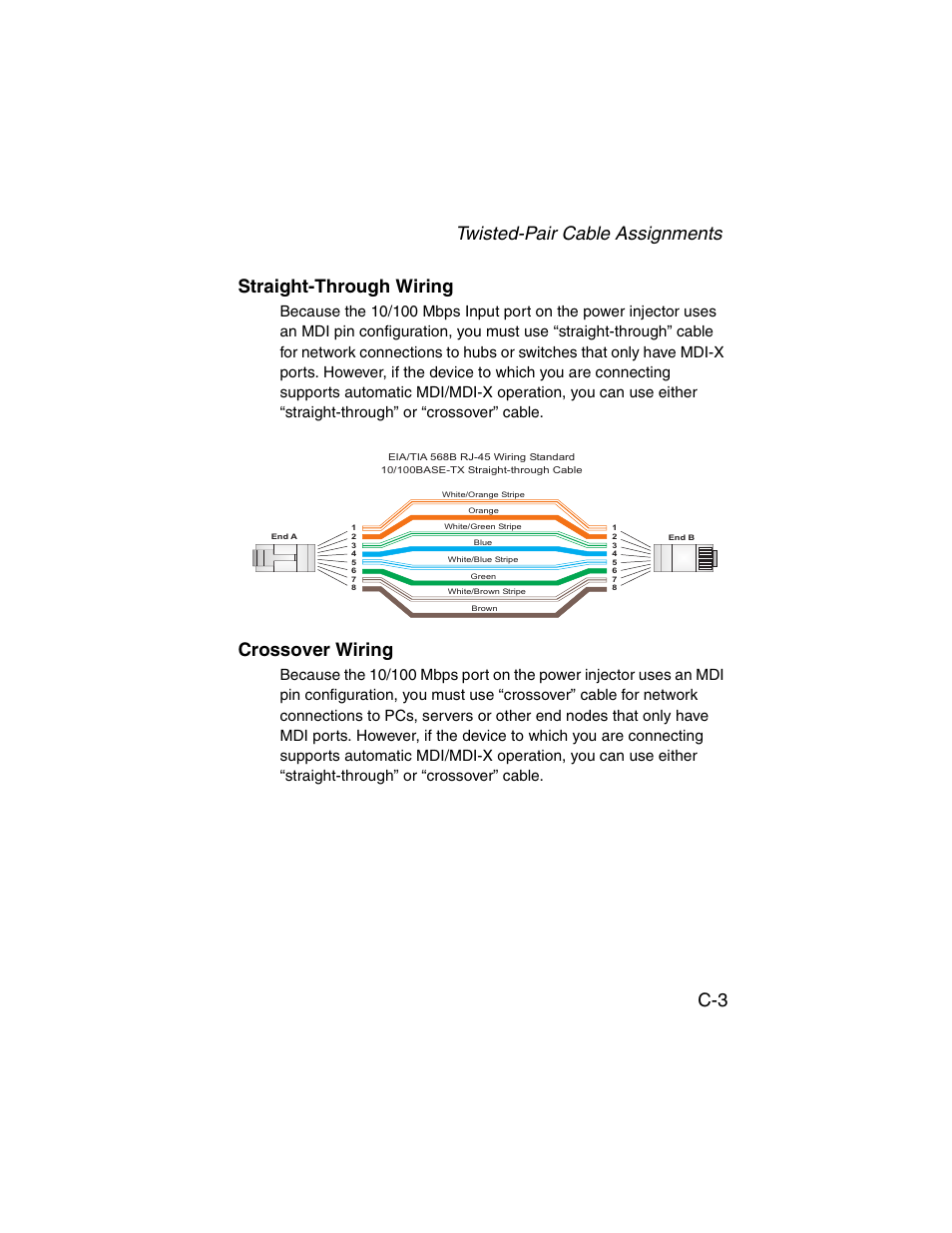 Straight-through wiring, Crossover wiring | SMC Networks ElliteConnect 2.4GHz/5GHz User Manual | Page 307 / 322