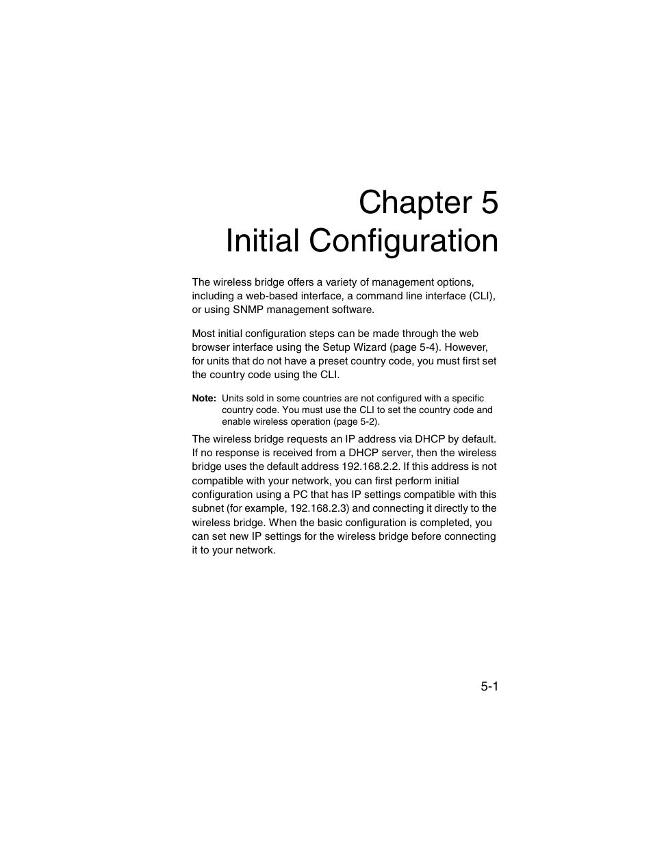 Chapter 5 initial configuration, Initial configuration -1 | SMC Networks ElliteConnect 2.4GHz/5GHz User Manual | Page 65 / 322