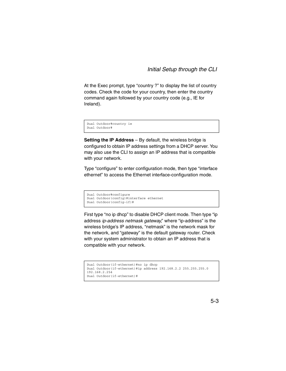 Initial setup through the cli 5-3 | SMC Networks ElliteConnect 2.4GHz/5GHz User Manual | Page 67 / 322