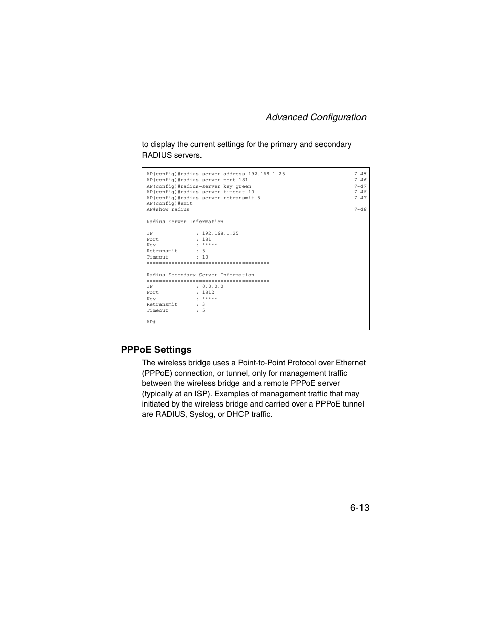 Pppoe settings, Pppoe settings -13, Advanced configuration 6-13 | SMC Networks ElliteConnect 2.4GHz/5GHz User Manual | Page 89 / 322