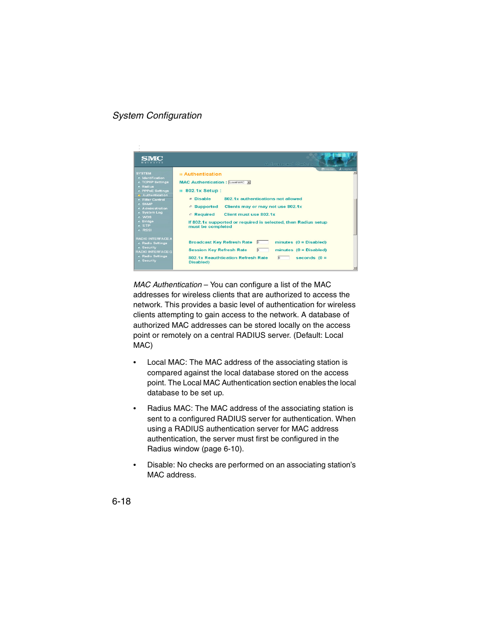 System configuration 6-18 | SMC Networks ElliteConnect 2.4GHz/5GHz User Manual | Page 94 / 322