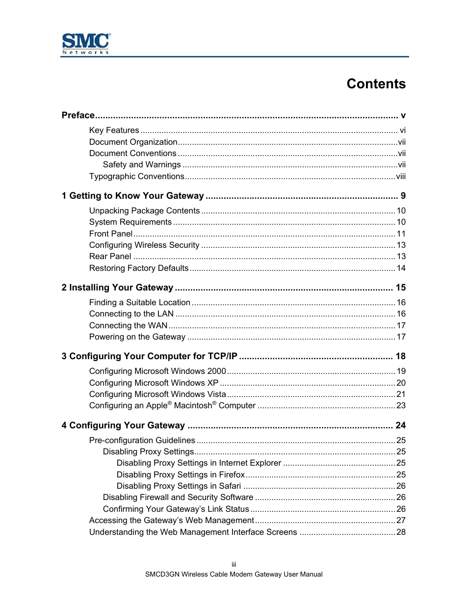 SMC Networks SMCD3GN User Manual | Page 3 / 72