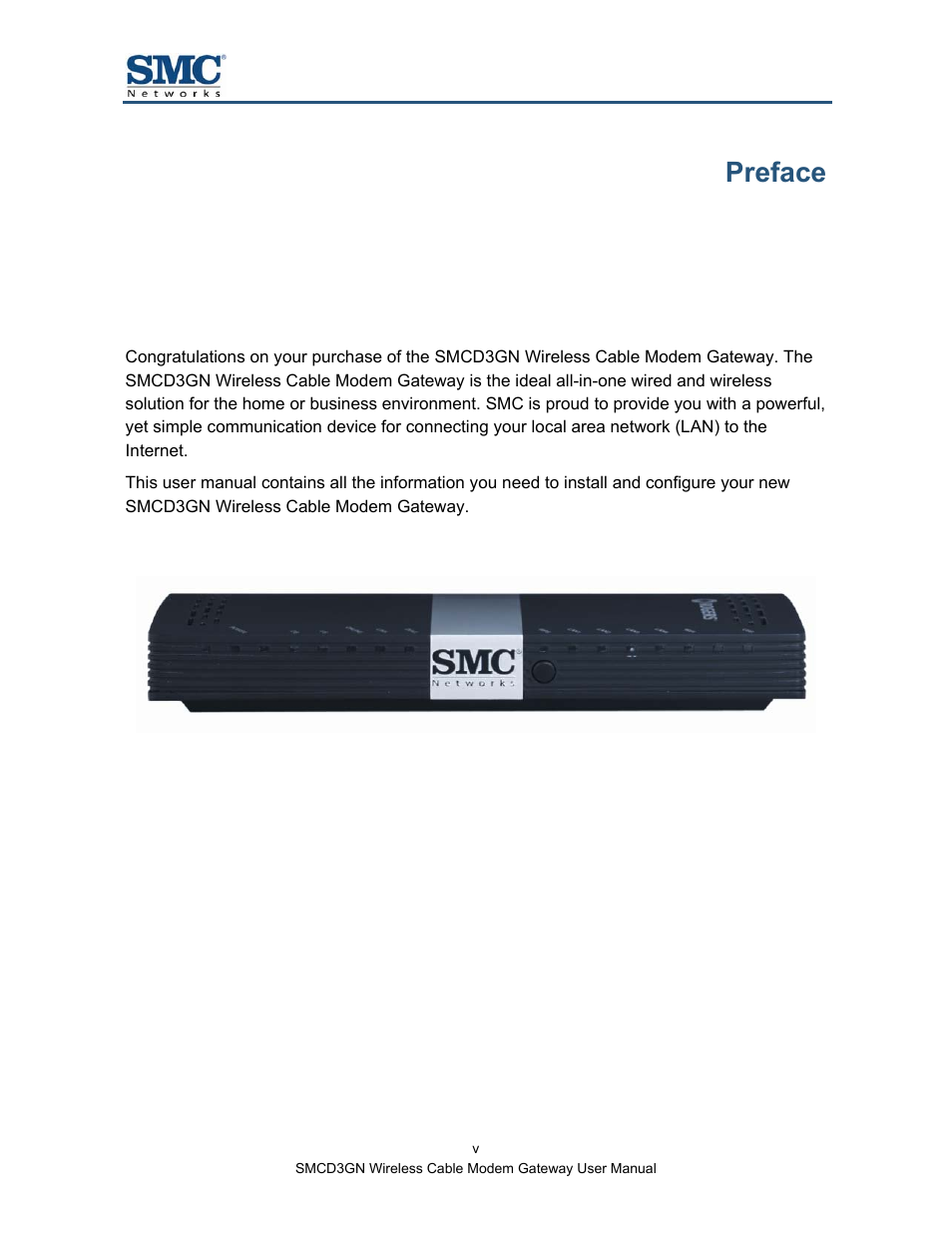 Preface | SMC Networks SMCD3GN User Manual | Page 5 / 72